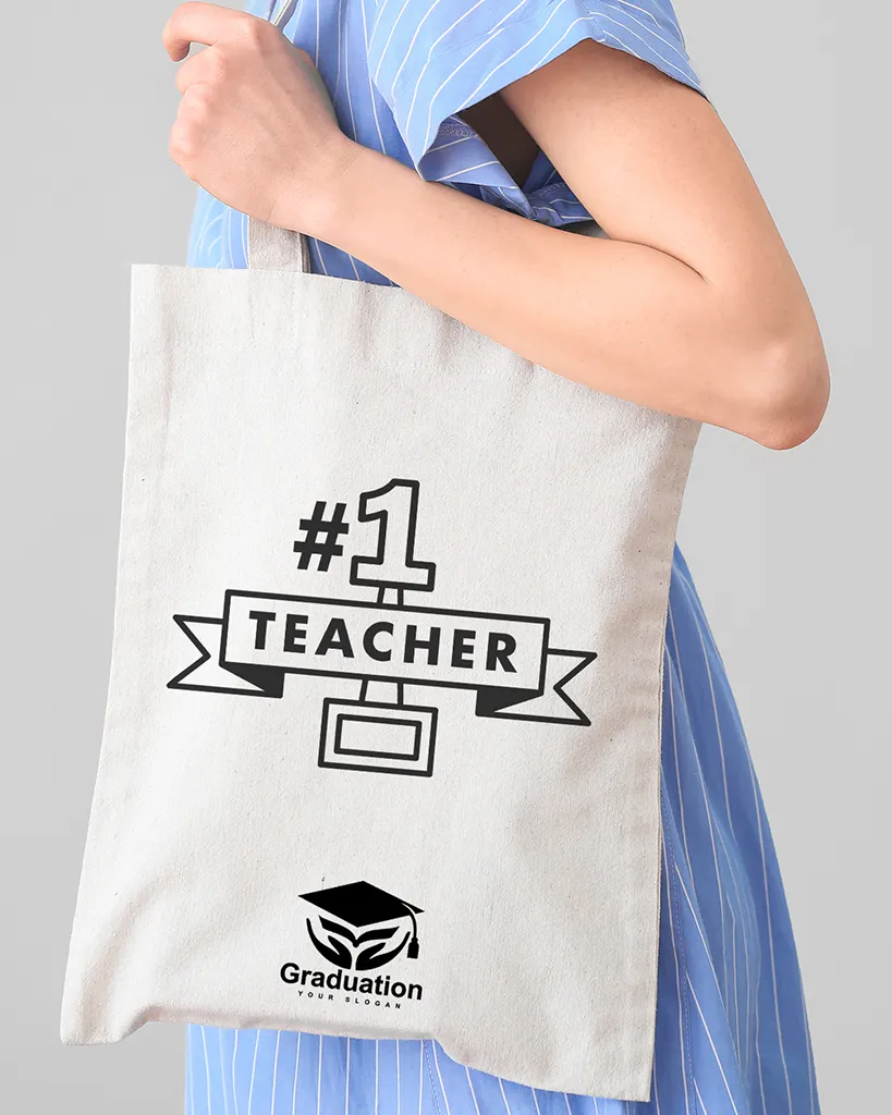 #1 Teacher Customizable Tote Bag - Teacher's Tote Bags