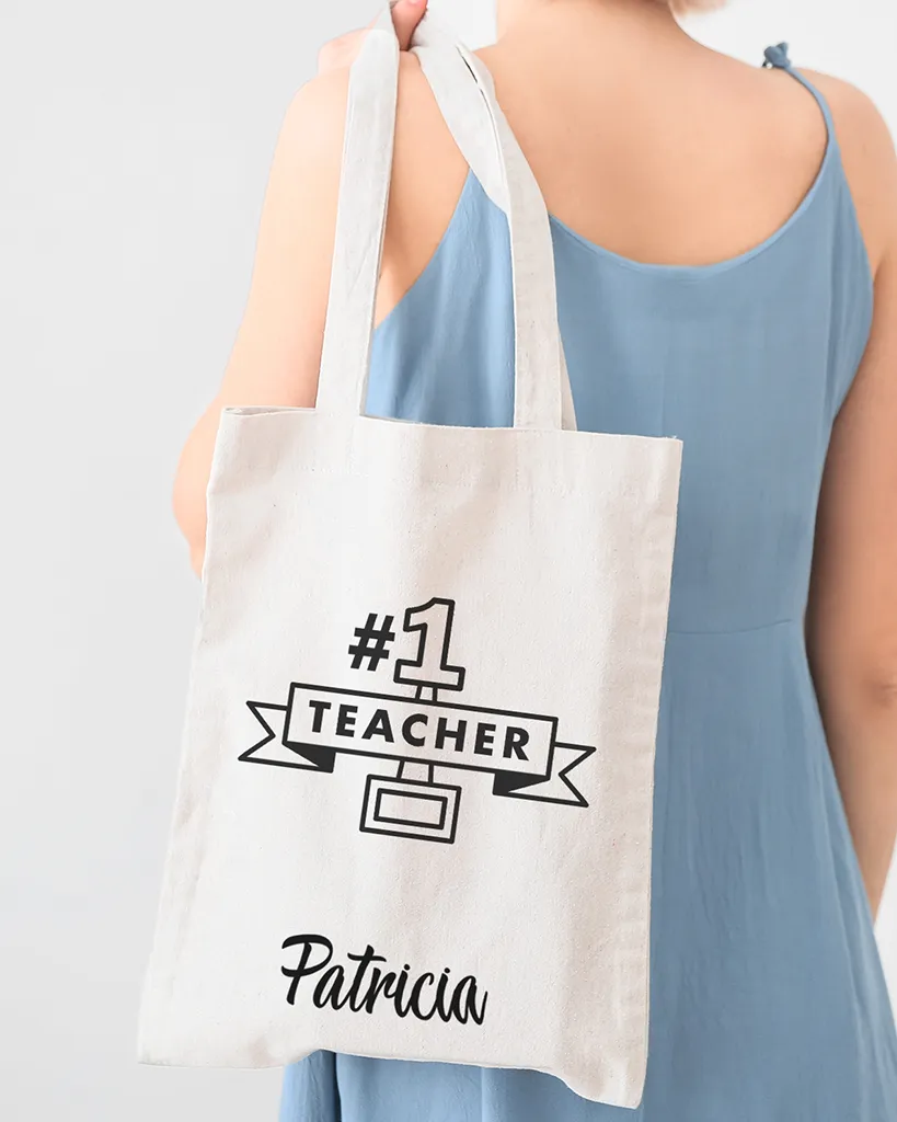 #1 Teacher Customizable Tote Bag - Teacher's Tote Bags