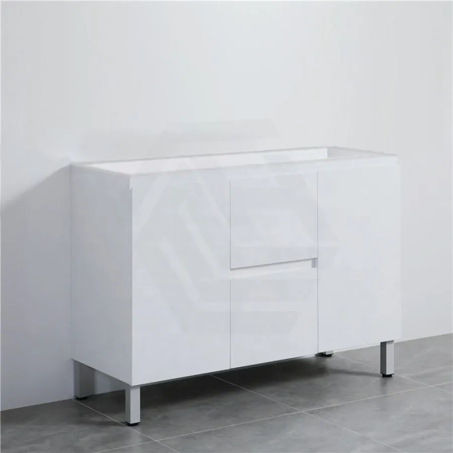 1200mm Freestanding PVC Vanity with Gloss White Finish Double Bowls Cabinet ONLY for Bathroom