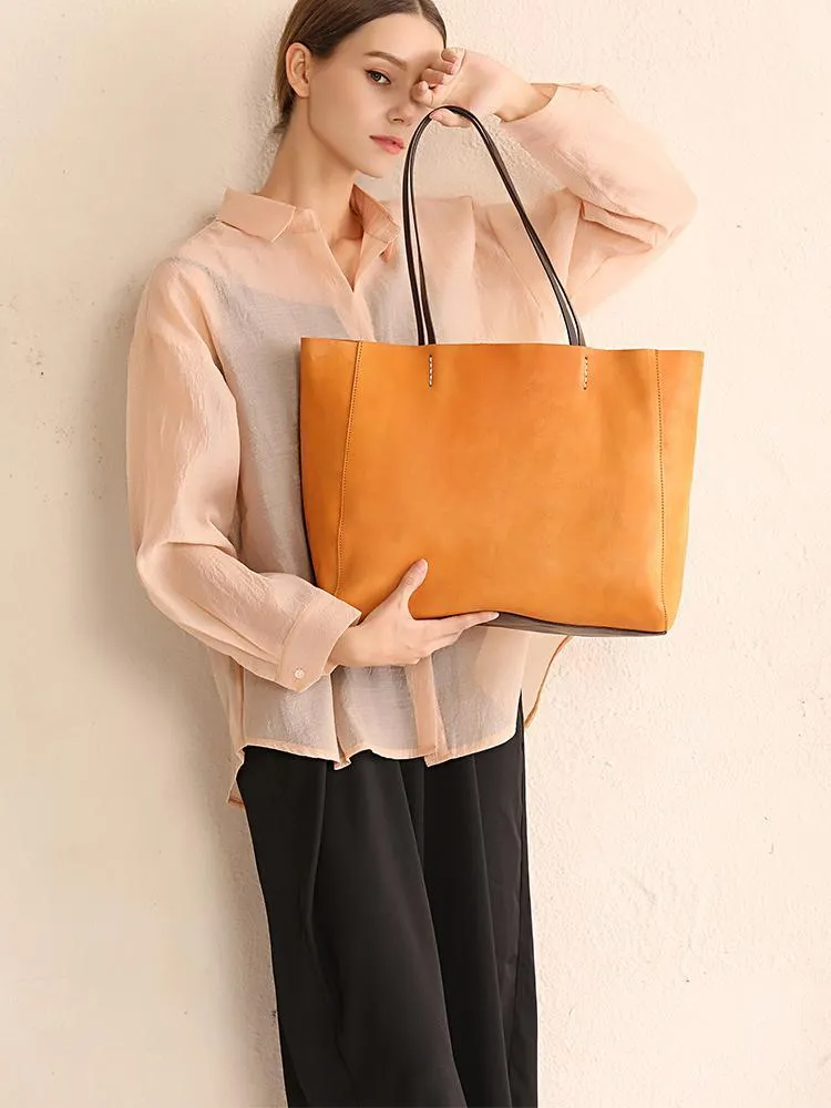 17" Womens Large Black Leather Tote Bag Large Tan Tote Handbag Purse for Ladies