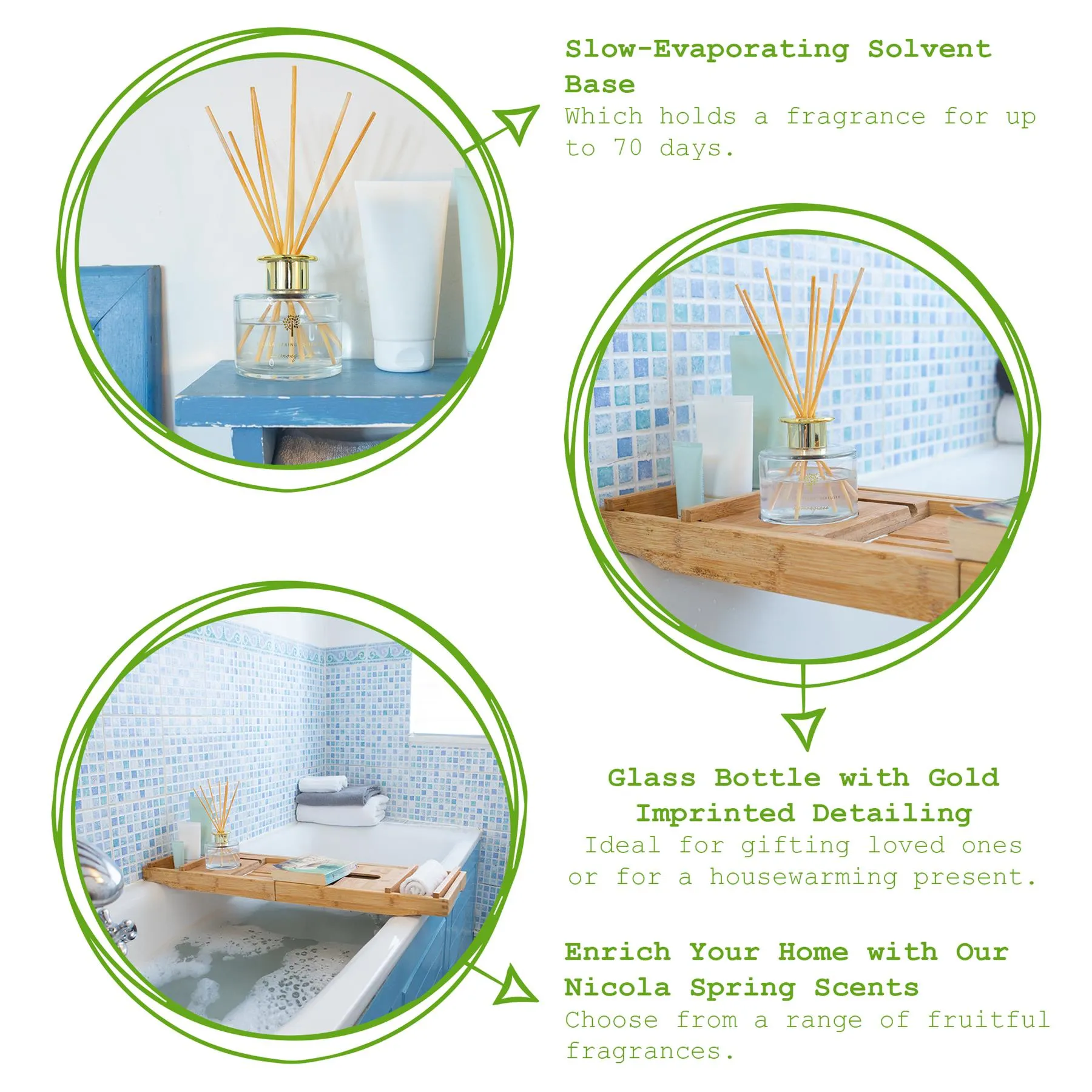 200ml Lemongrass Scented Reed Diffuser - By Nicola Spring