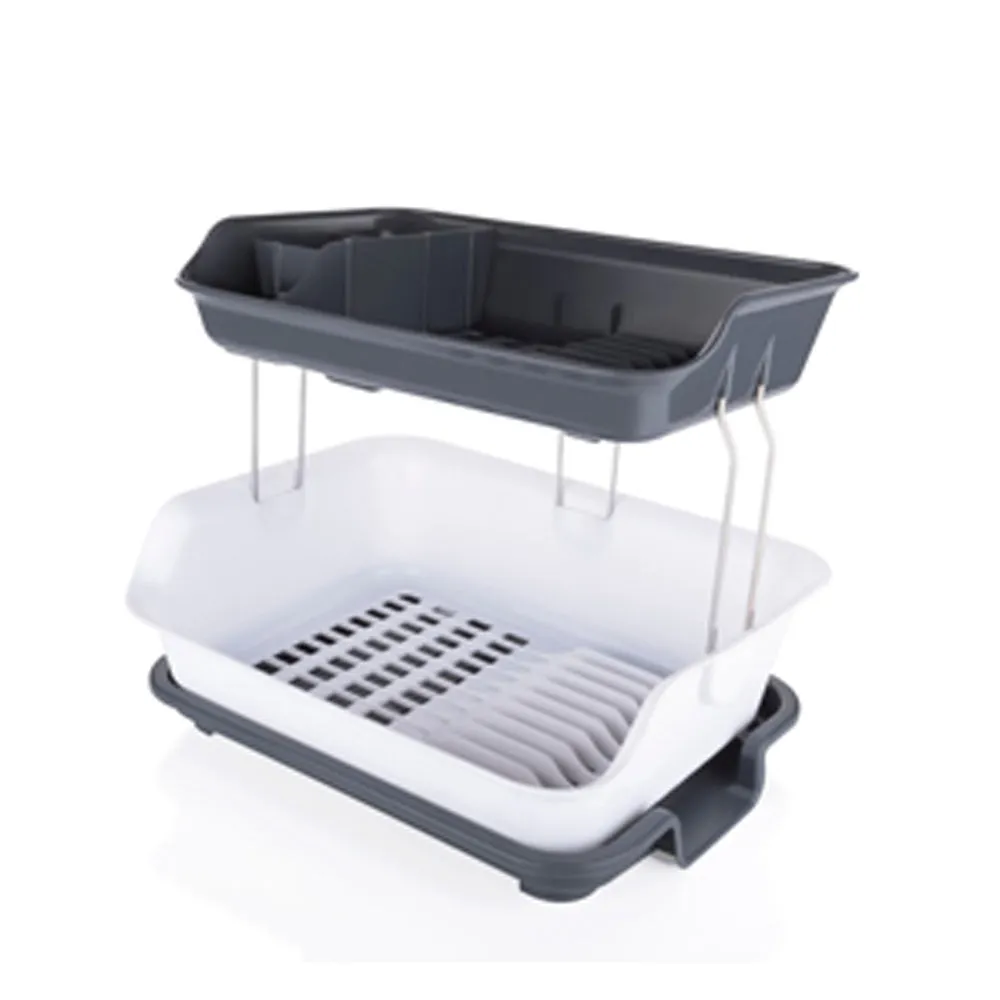 2291 Dish Drainer Rack 2 Layer Drying Rack with Water Removing Tray Sink (Multicolour)