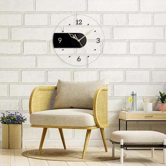 9br Acrylic Wall Clock || Silent Movement Wall Clock || Acrylic Wall Clock for Home Stylish Latest 3D Big || Designer Wall Clock for Home Decor || (Transparent, 12 Inch)