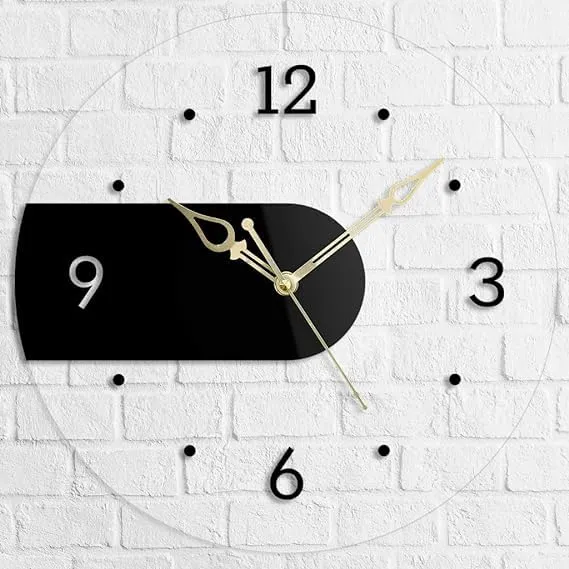 9br Acrylic Wall Clock || Silent Movement Wall Clock || Acrylic Wall Clock for Home Stylish Latest 3D Big || Designer Wall Clock for Home Decor || (Transparent, 12 Inch)