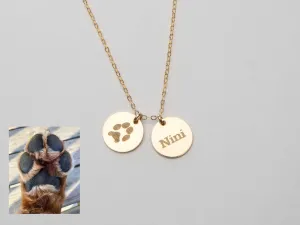 Actual Dog Cat Paw Nose Print Necklace - CG405N. Starts at