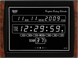 Ajanta Quartz Plastic OLC-104 White LED Digital Clock (Standard Size, Black)