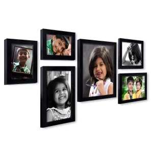 AJANTA ROYAL Individual Photo Frames (2-4x6,2-6x10,1-6x8,1-8x10 Inch) (Black)-Set of 6