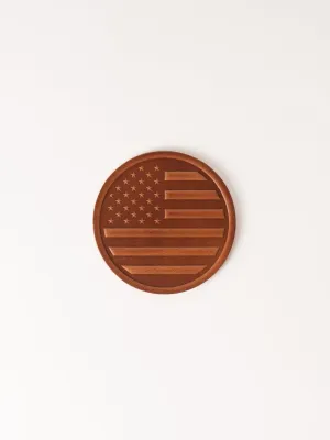 American Flag Leather Coaster