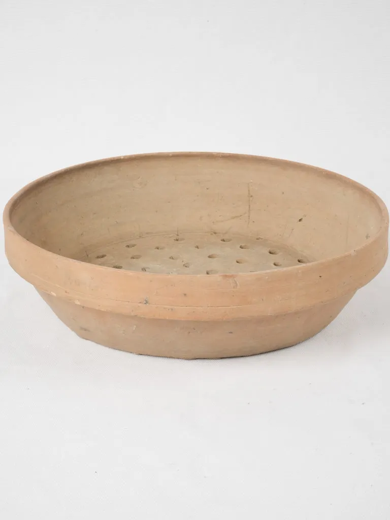 Antique French strainer bowl - terracotta 13"