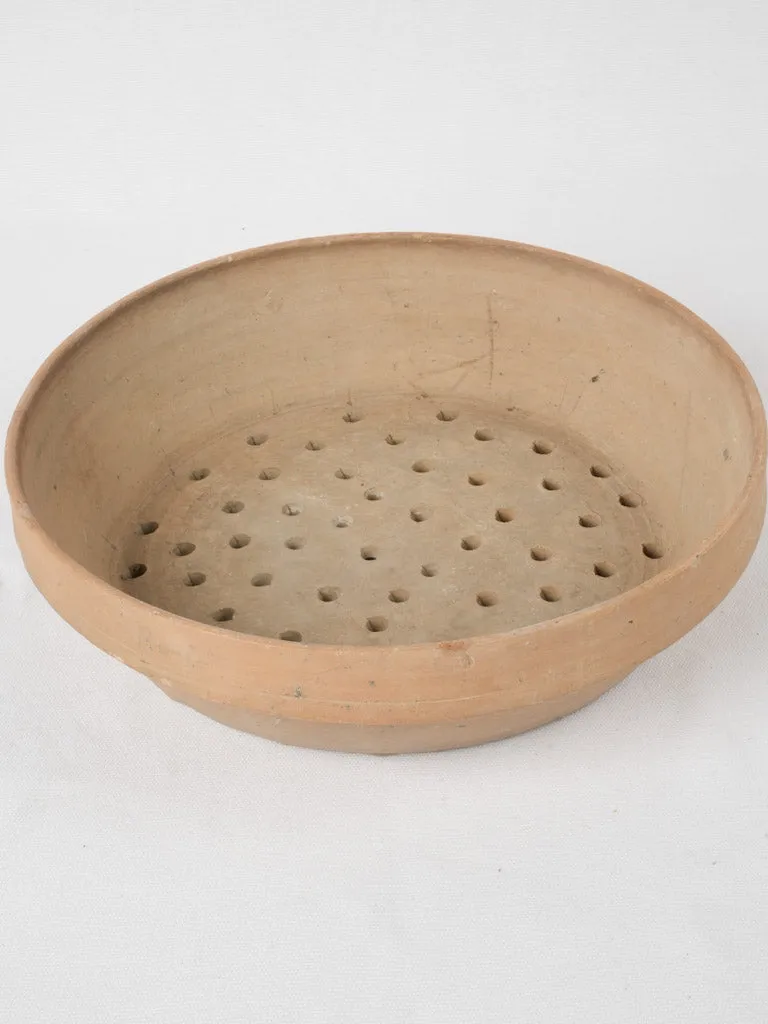 Antique French strainer bowl - terracotta 13"