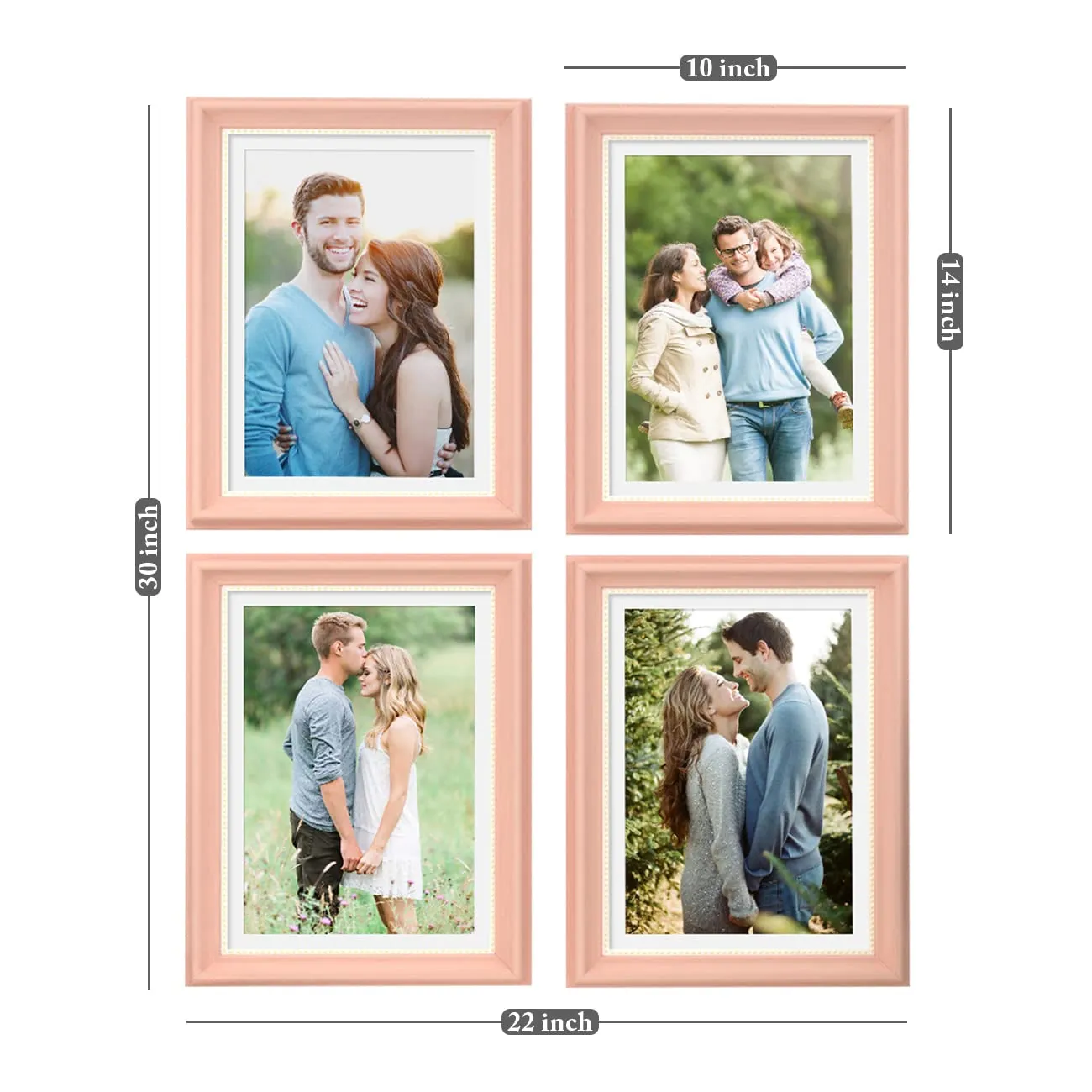 Art Street Picture Frames Set of 4 Wall Mounted Premium 3D Photo Frame Vertical & Horizontal Wall Hanging Individual Collage for Home Décor (Pink, Size 8 x 12 inch)