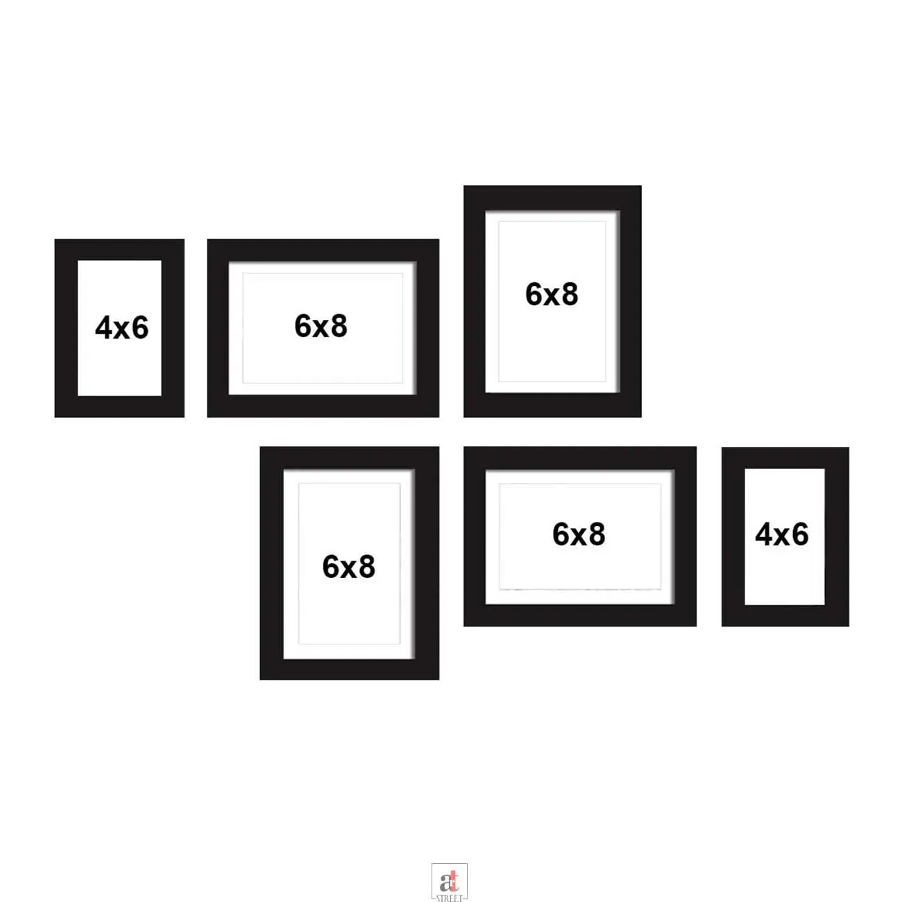 Art Street Set of 6 Black Wall Photo Frame, Picture Frame for Home Decor -Size-4x6, 6x8 inchs