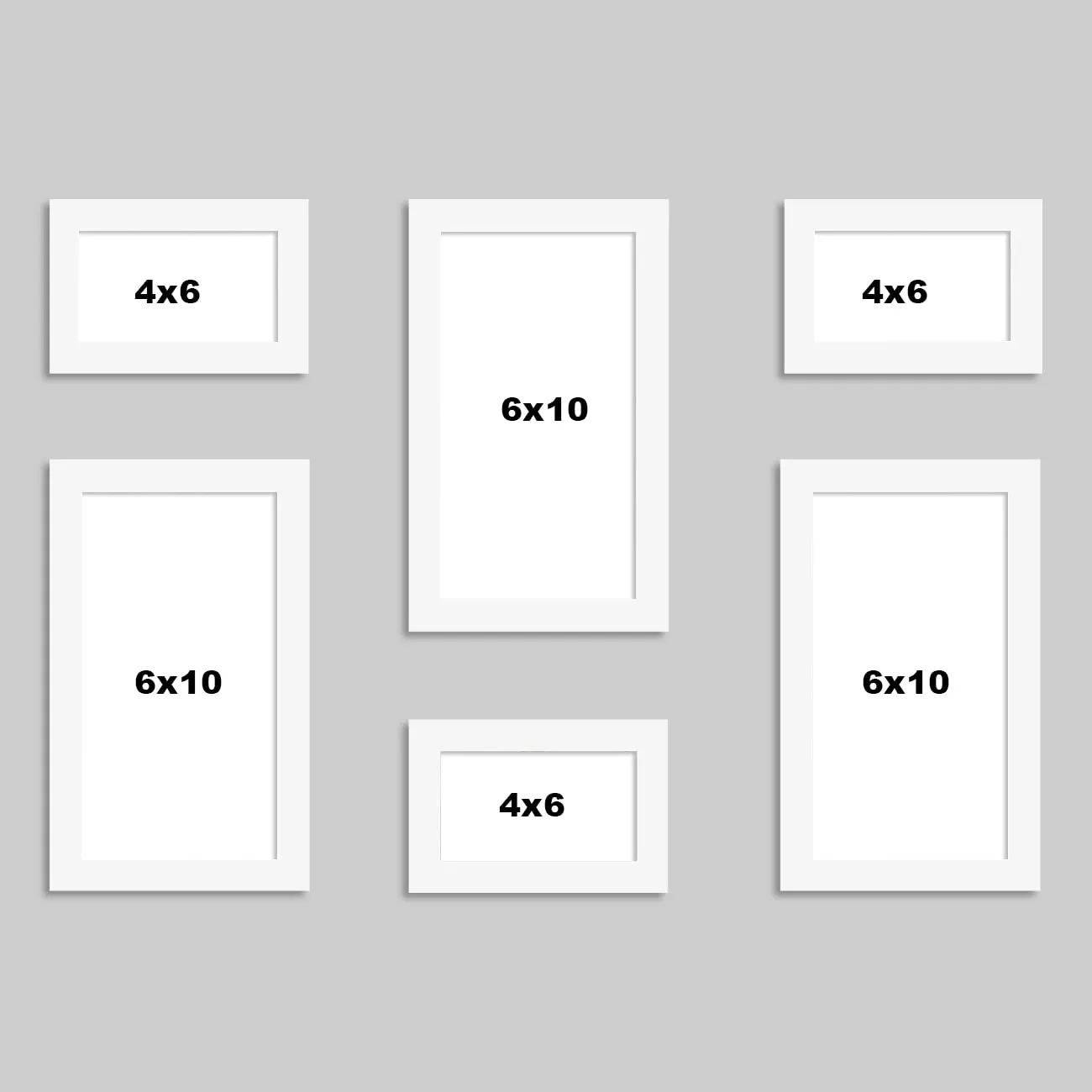 Art Street Set of 6 Individual White Photo Frame for Home Wall Decoration (Size - 4 x 6 Inches, 6 x 10 Inches)