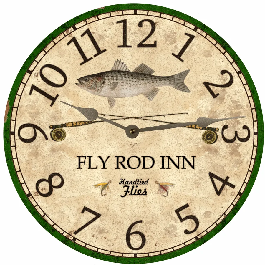 Bass Clock- Fly Rod Inn Fishing Clock