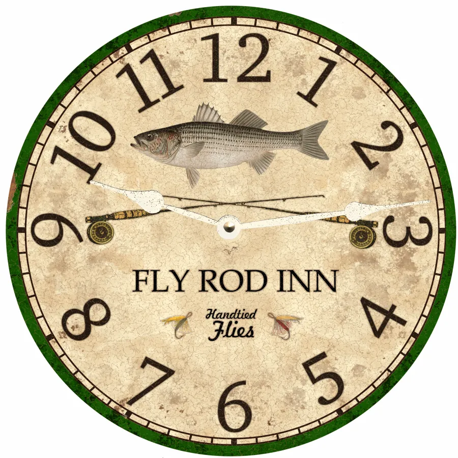 Bass Clock- Fly Rod Inn Fishing Clock