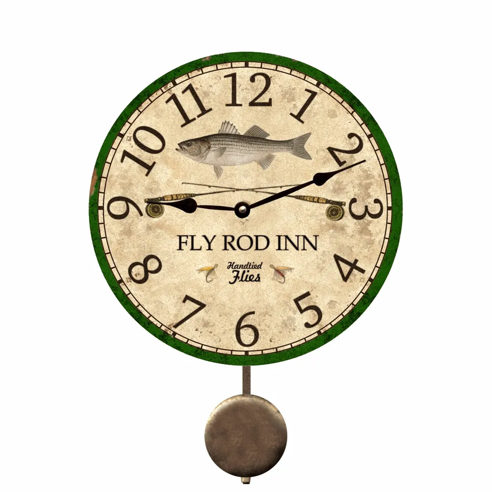 Bass Clock- Fly Rod Inn Fishing Clock