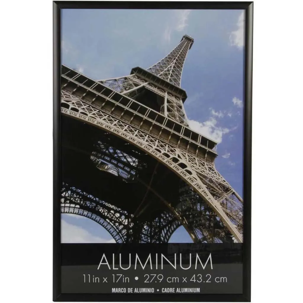 Black Aluminum Frame with Glass Front, 11 x 17 inches