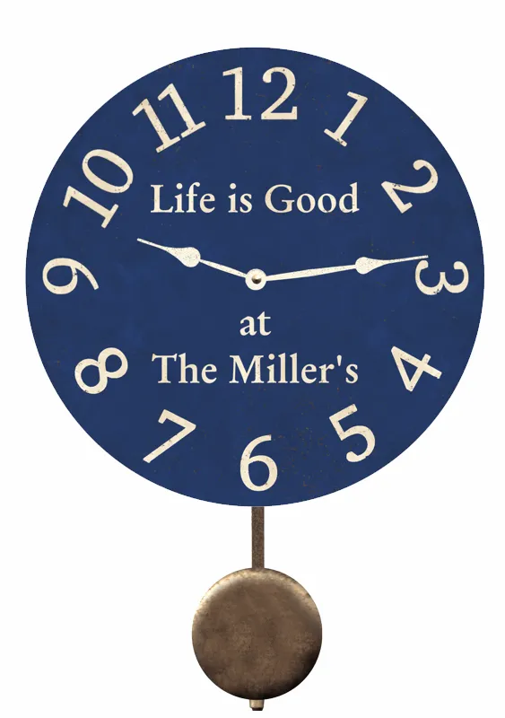 Blue Clock- Blue Personalized Wall Clock