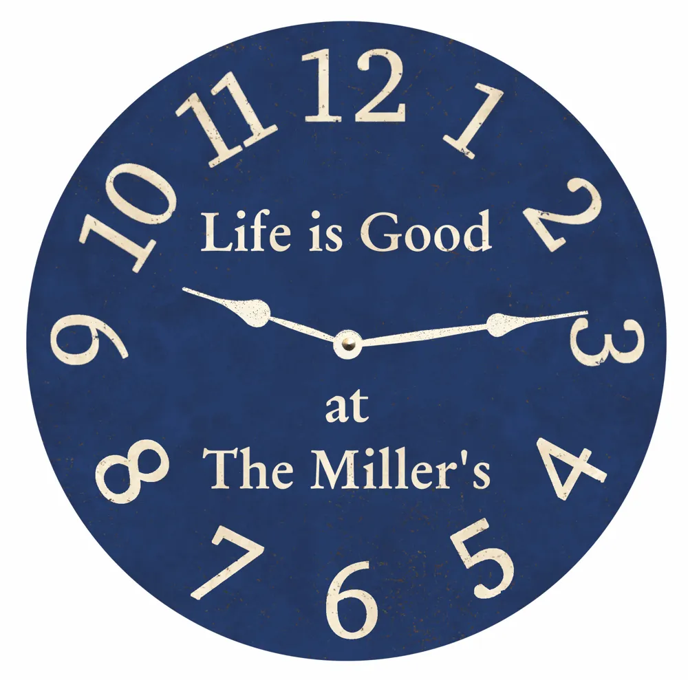 Blue Clock- Blue Personalized Wall Clock