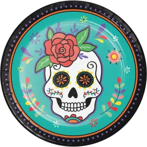 Bulk Dia de Muertos Paper Plates (96 per Case)