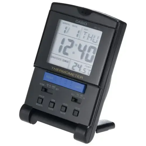 Casio Digital Travel Alarm Clock With Thermometer (Black) PQ15-1K