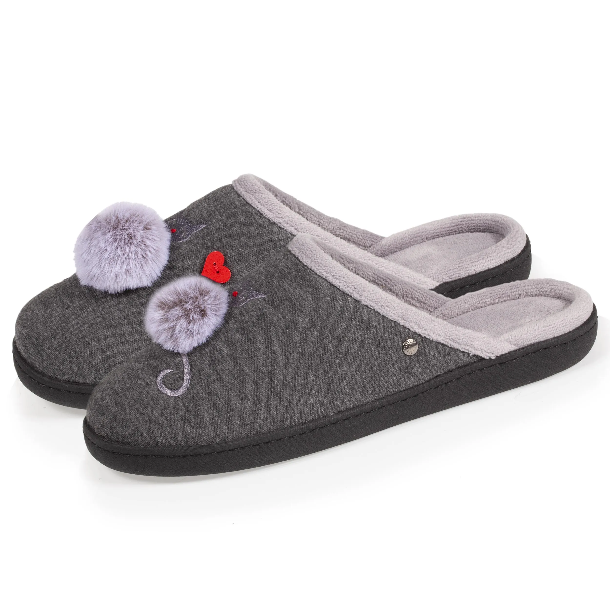 Chaussons mules Femme Gris chiné