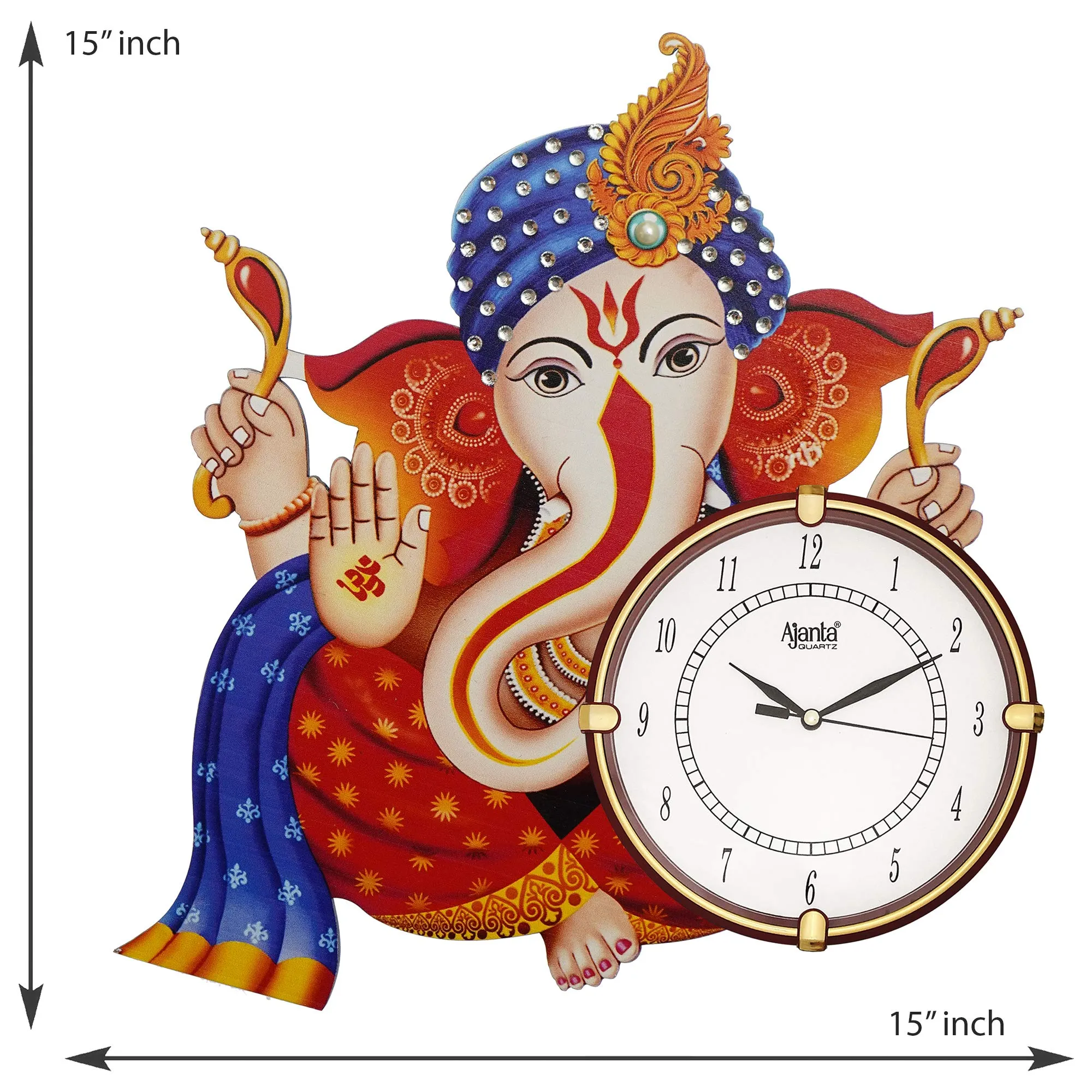 CIRCADIAN Ajanta Wooden Analog Wall Clock Design for Home Hall Living Room Decor Office Kids Bedroom Stylish Ethnic Antique Decorative Multi Colour 38*38 cm ( Pack of 1 )