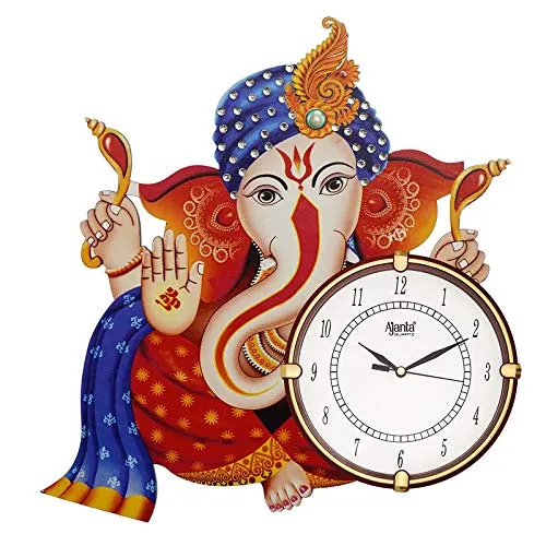 CIRCADIAN Ajanta Wooden Analog Wall Clock Design for Home Hall Living Room Decor Office Kids Bedroom Stylish Ethnic Antique Decorative Multi Colour 38*38 cm ( Pack of 1 )