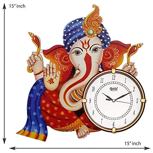 CIRCADIAN Ajanta Wooden Analog Wall Clock Design for Home Hall Living Room Decor Office Kids Bedroom Stylish Ethnic Antique Decorative Multi Colour 38*38 cm ( Pack of 1 )