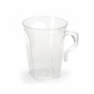 Clear Square Plastic Coffee Mugs 8.5oz 8pc