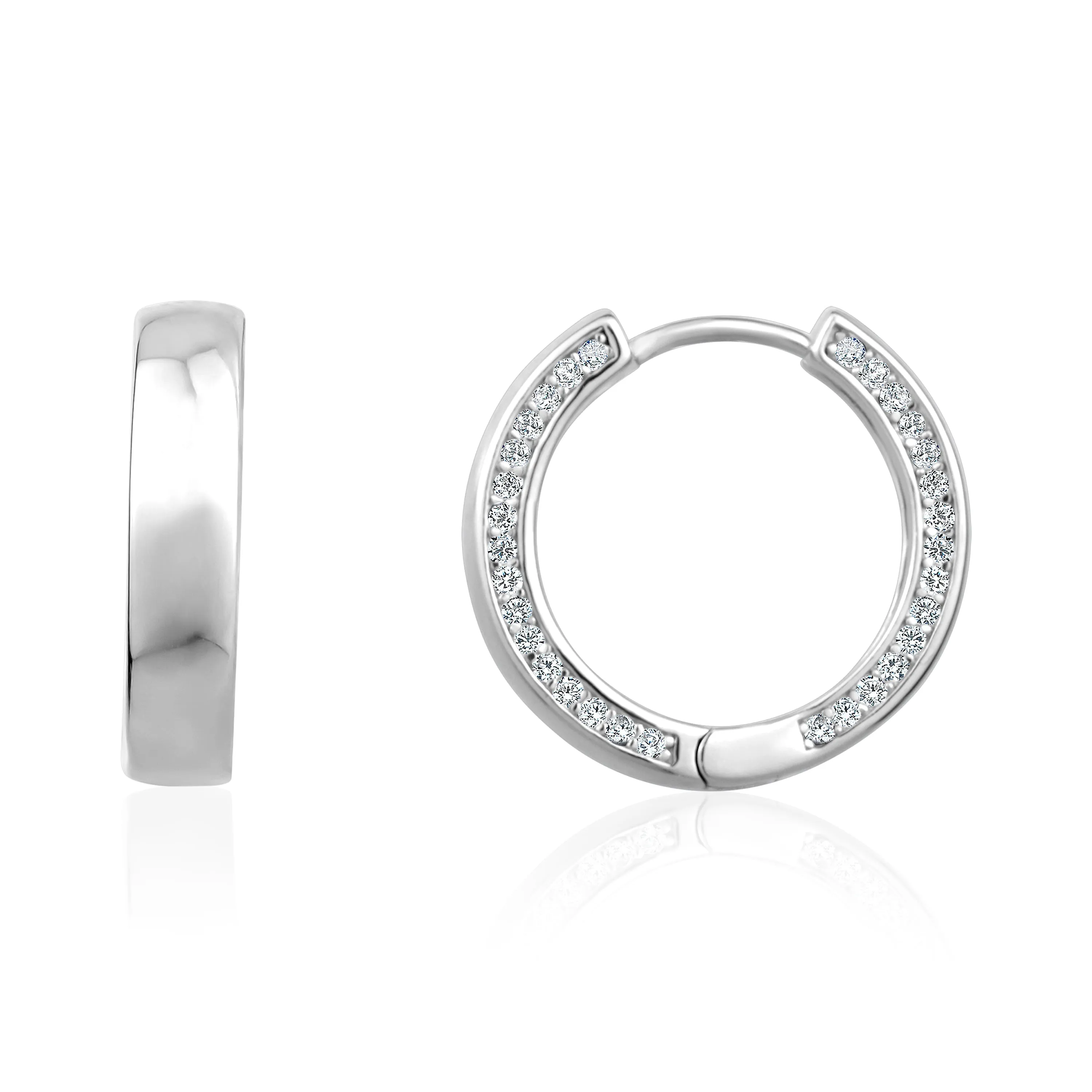 Club Rochelier 3A Cubic Zirconia Side Detail on Hoop Earrings