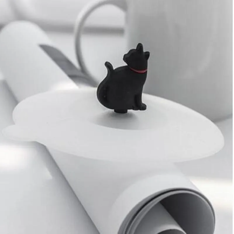 Contemporary Black Cat Shape Image Glass Coffee Mug