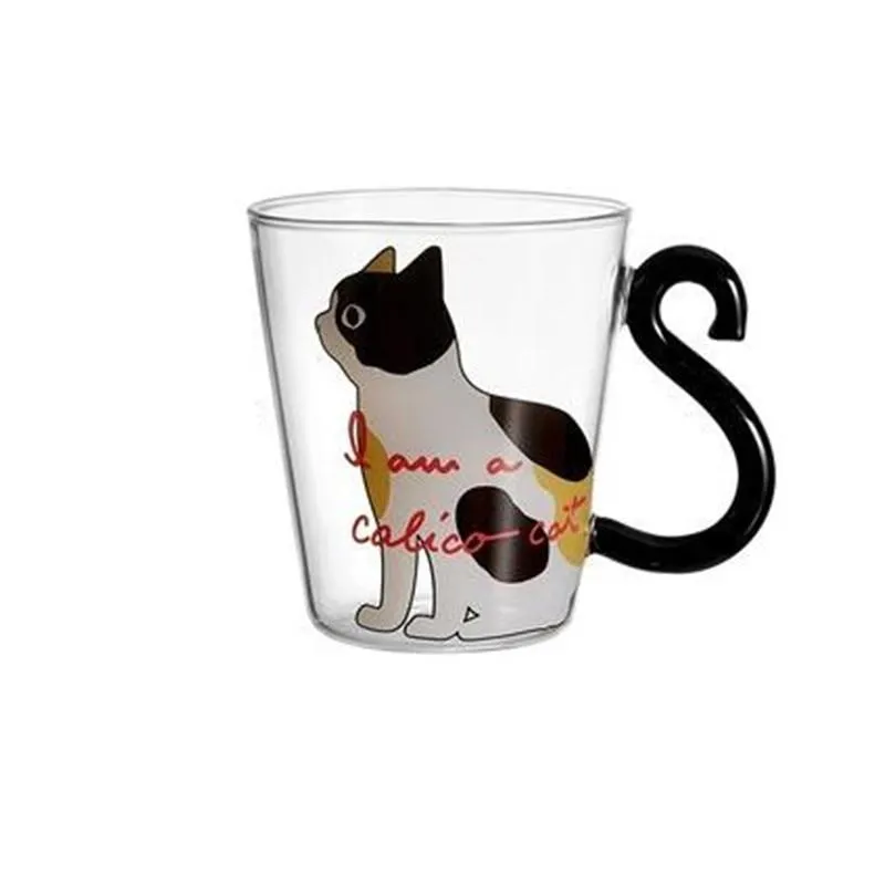 Contemporary Black Cat Shape Image Glass Coffee Mug