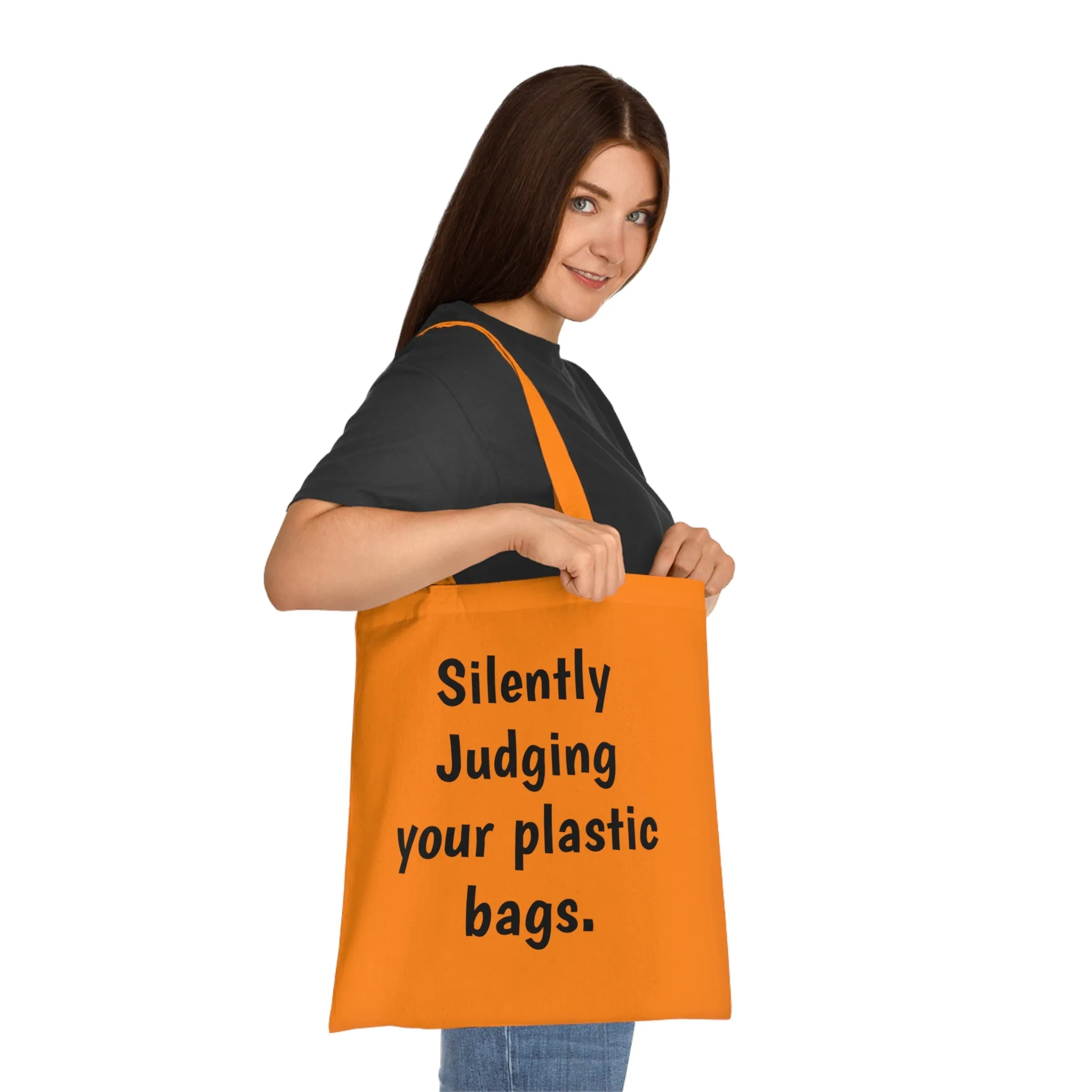 Cotton Tote silently judging your plastic bags save the earth no plastic earth day tote bag custom totes