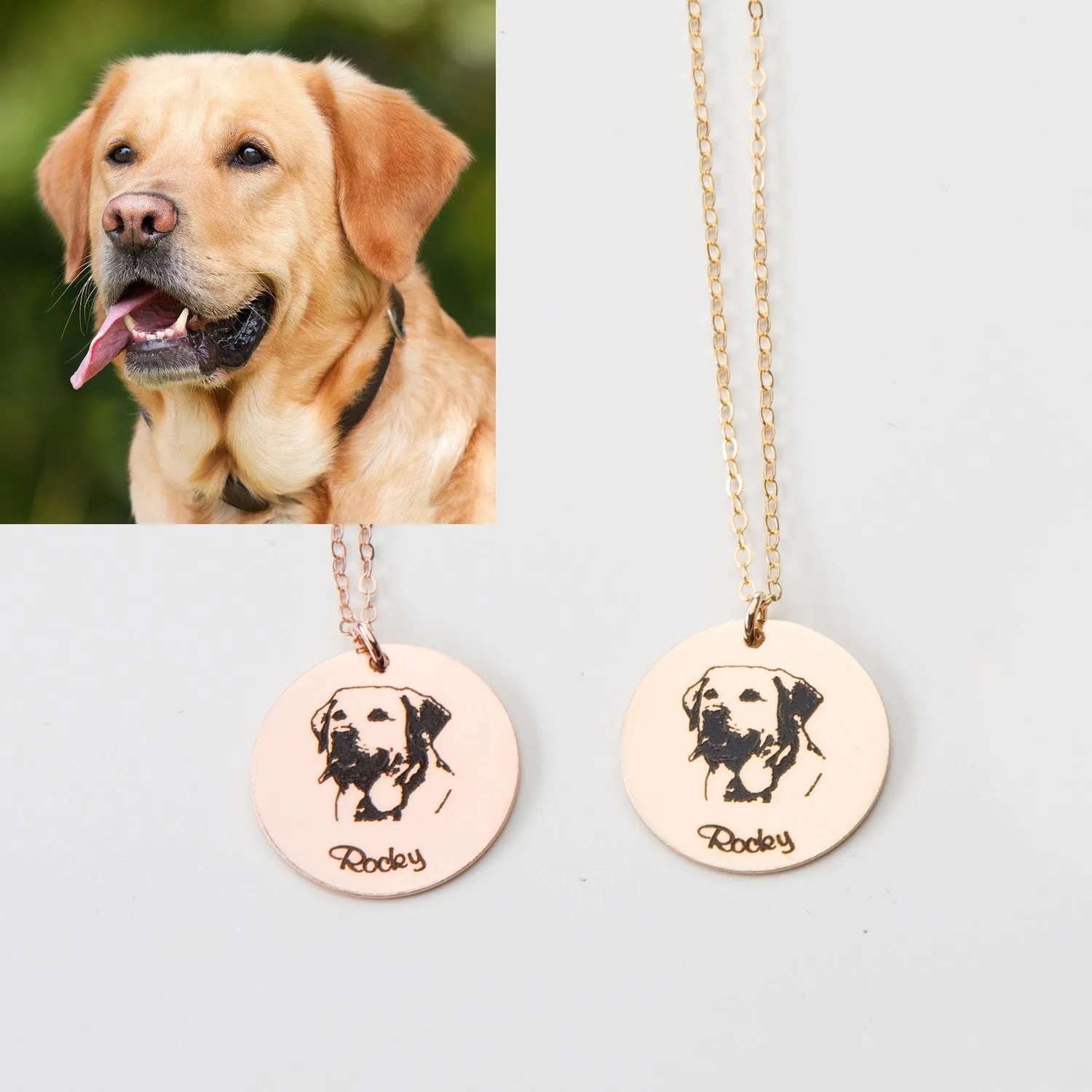 Custom Dog Portrait Necklace - G362N_34. Starts at