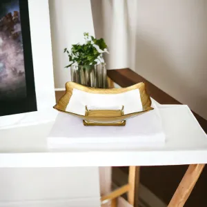 Decorative Glass Bowl with Gold Leaf Pattern