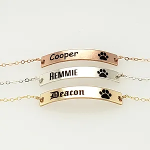 Dog Cat Paw Print Bracelet - Personalized Pet Name Jewelry. - CG446B38x6. Starts at