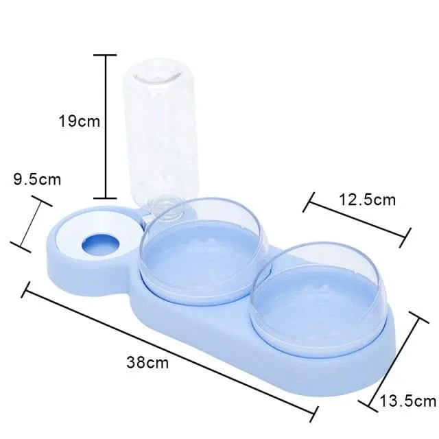 Double Bowls Food Container with Automatic Water Feeder Dispenser - Pet Care for both Dogs & Cats