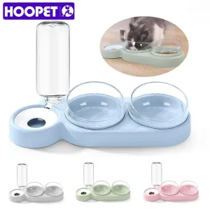 Double Bowls Food Container with Automatic Water Feeder Dispenser - Pet Care for both Dogs & Cats