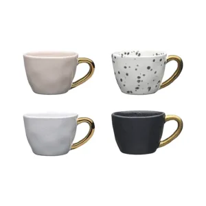 Ecology Speckle Gold Handled Espresso Cups 60ml Set Of 4