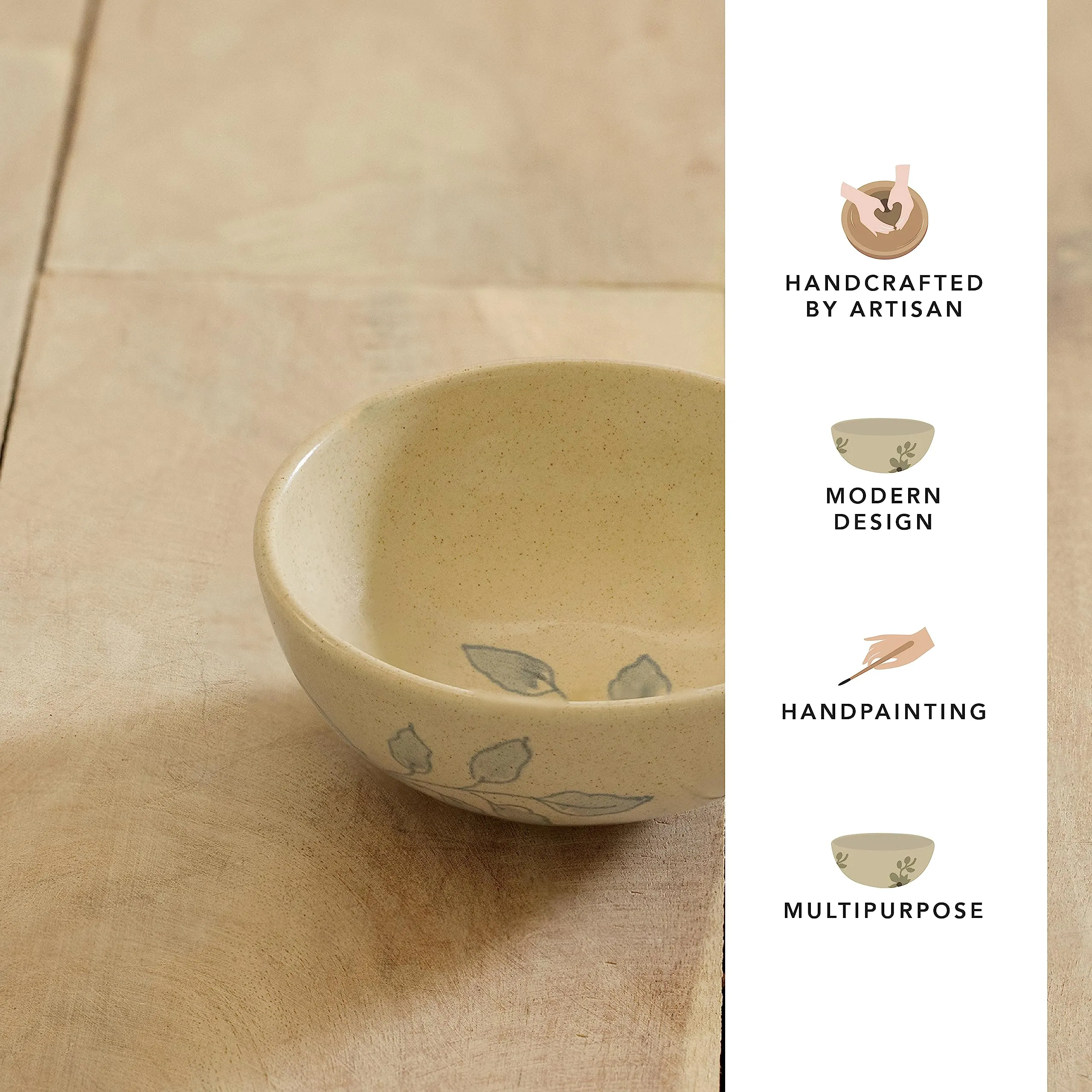 Ellementry Fiore Ceramic Nut Bowl (100 ml) | Ice Cream Bowl, Dessert Bowl | Mixing Bowl & Serving Bowl | Eco-Friendly Microwave Safe Bowl | Ceramic Bowl for Cereal, Salad, Rice, Soup, Pasta & Snacks