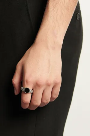 Emanuele Bicocchi Arabesque Black Stone Ring - Silver