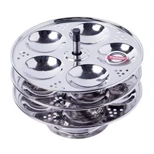 Embassy Baby Idli Stand, 3 Plates - 15 Idlis (Stainless Steel)