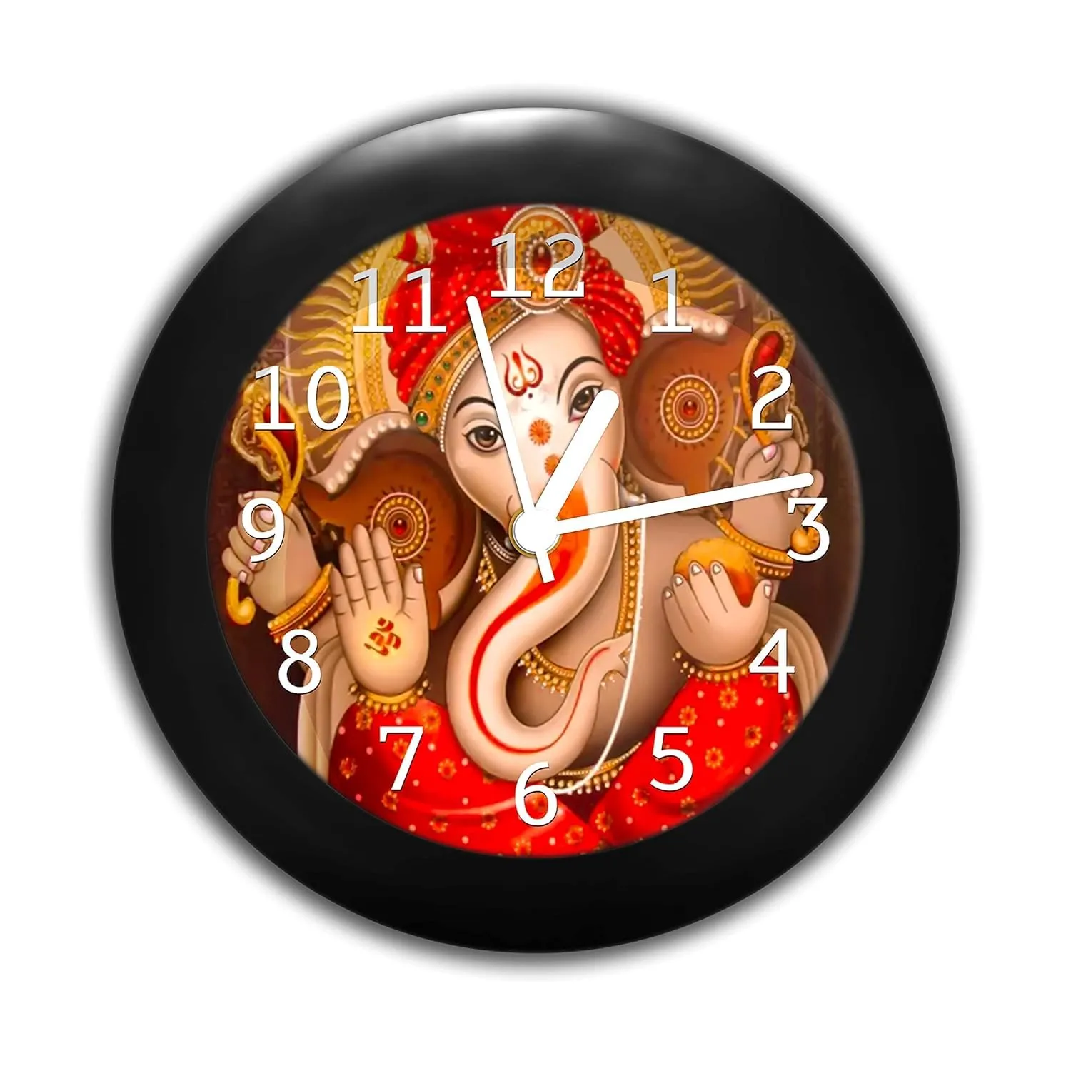 Epic Stuff - Ganesh Ji Design Plastic Round Table Clock - Best Accessories for Home and Office Decor