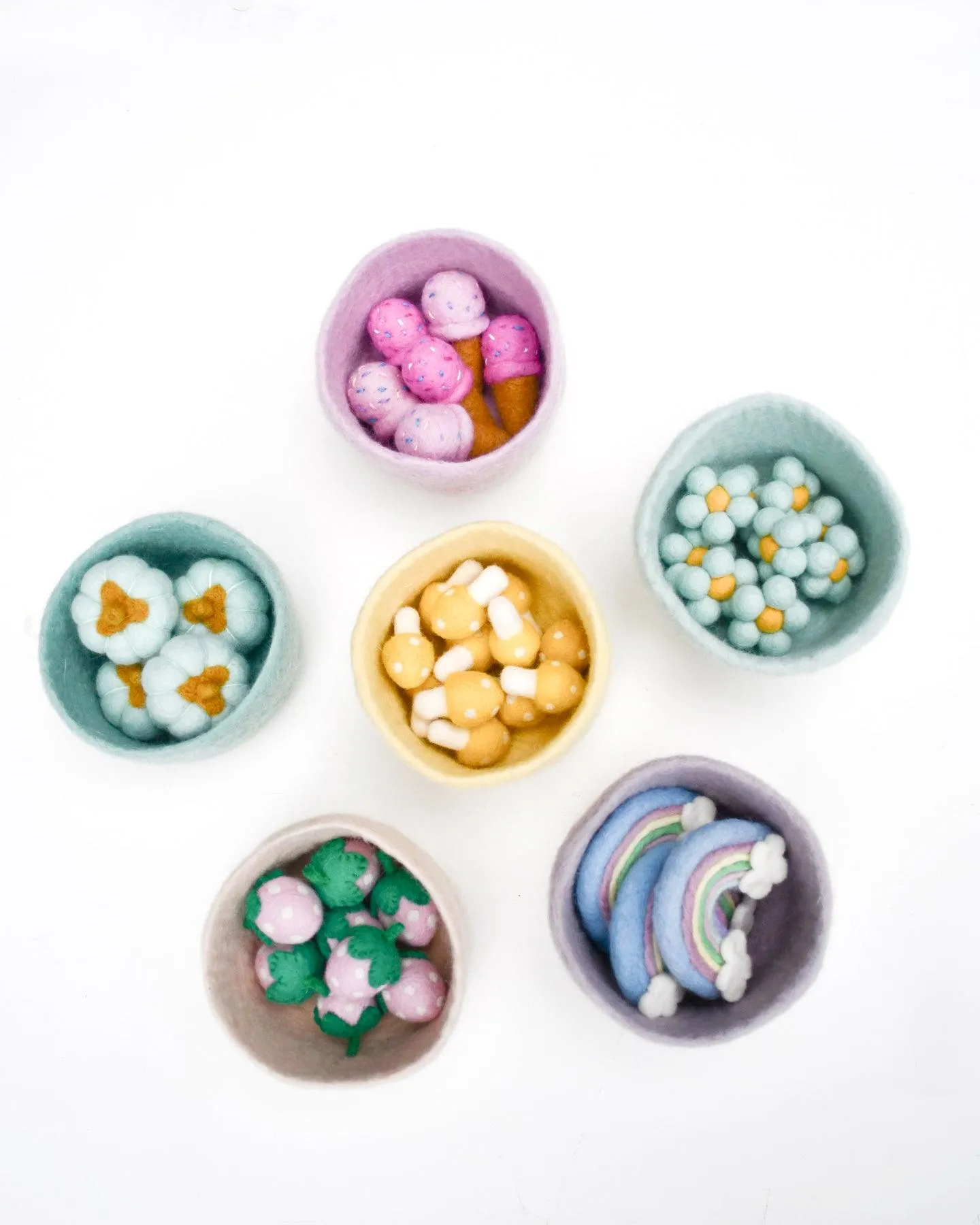 Felt Big Pastel Bowls - Set of 6