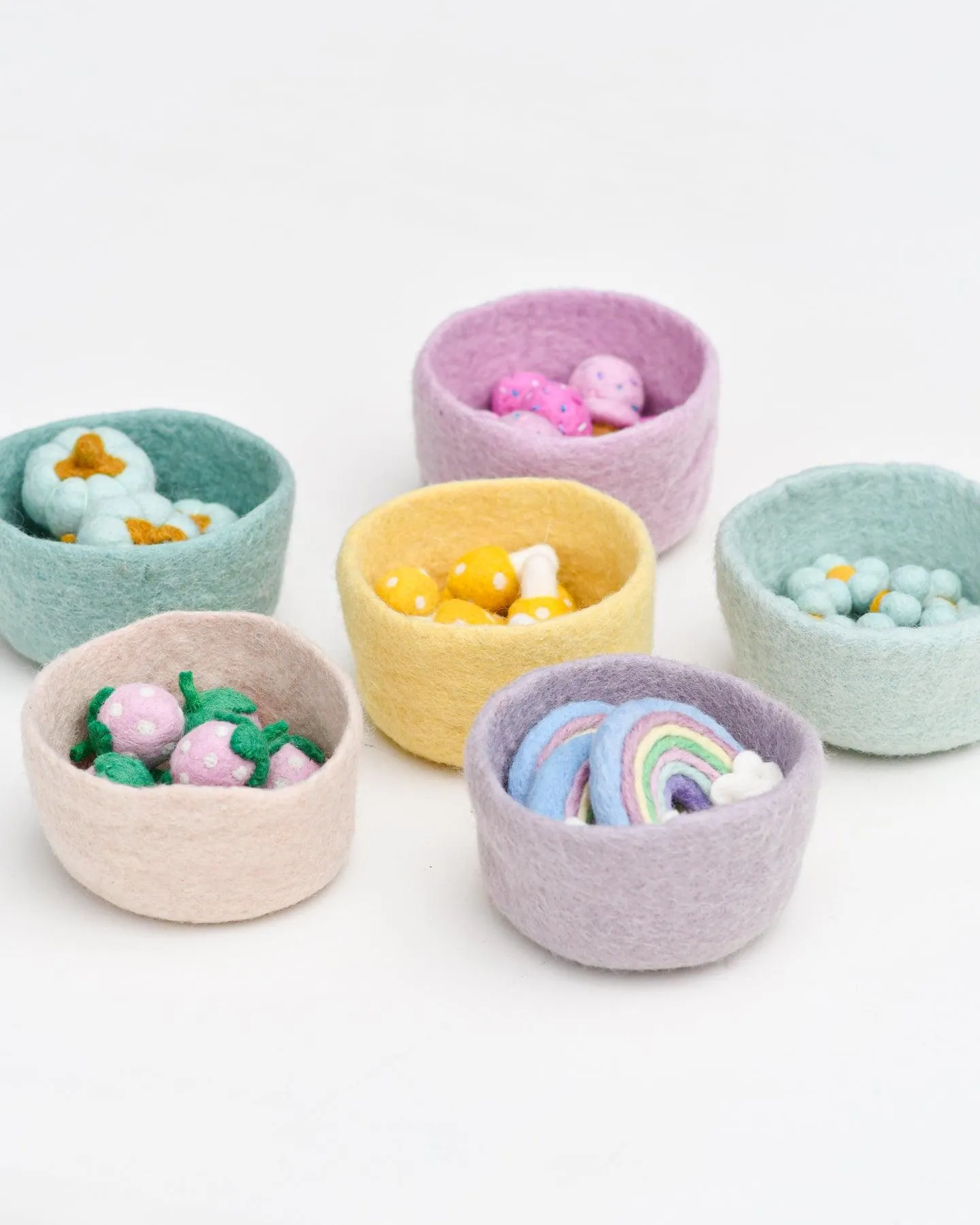 Felt Big Pastel Bowls - Set of 6