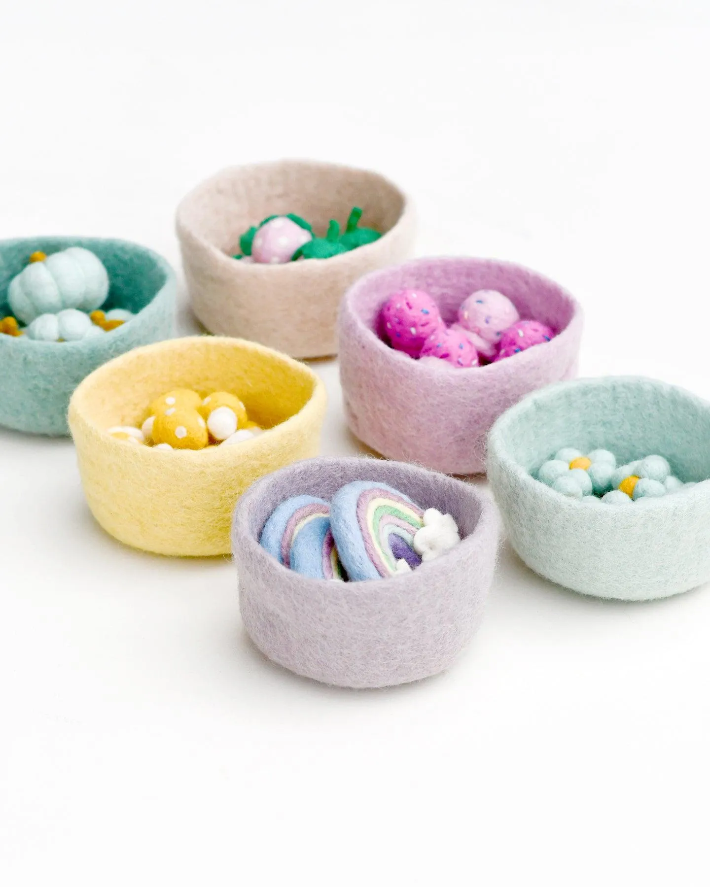 Felt Big Pastel Bowls - Set of 6