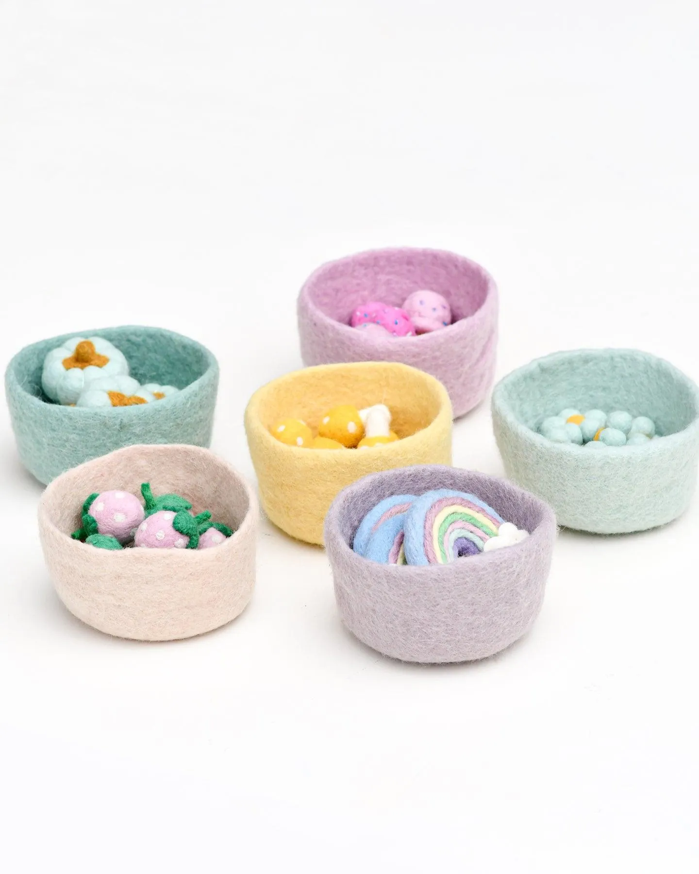 Felt Big Pastel Bowls - Set of 6