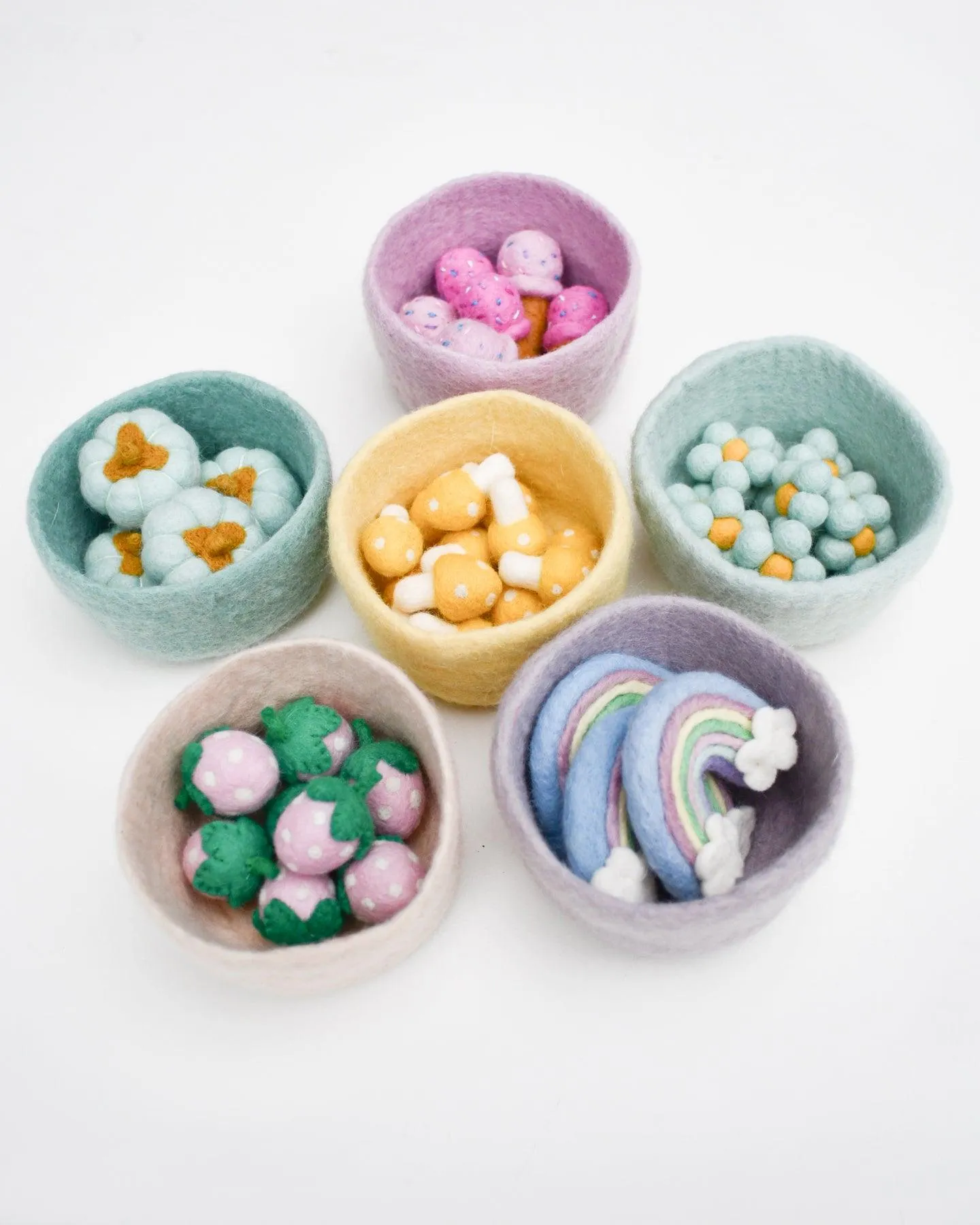 Felt Big Pastel Bowls - Set of 6