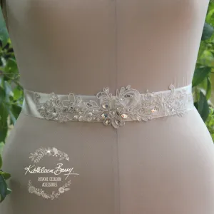 Gabriella Bridal Sash Belt lace motif, diamante, mini sequin, crystal & pearl detailing Wedding Accessories